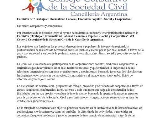 EL CONSEJO CONSULTIVO DE LA SOCIEDAD CIVIL CONVOCA.