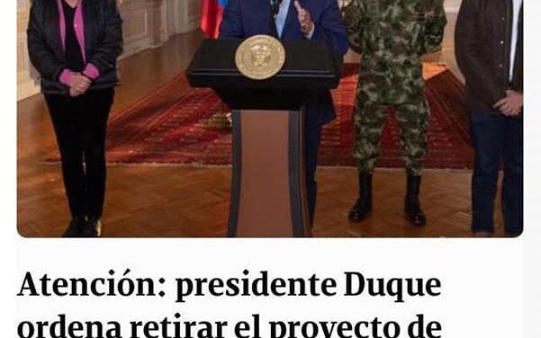 GRAN TRIUNFO DEL PUEBLO COLOMBIANO Y SUS ORGANIZACIONES SINDICALES Y POPULARES.