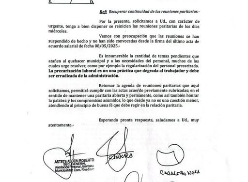 Solicitamos la reapertura urgente de la mesa paritaria  – Sindicato APJ Municipal