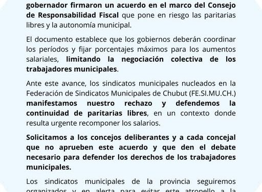 MUNICIPALES DE CHUBUT EN ALERTA